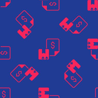 Kırmızı Waybill simgesi mavi arka planda kusursuz desen izole etti. Vektör