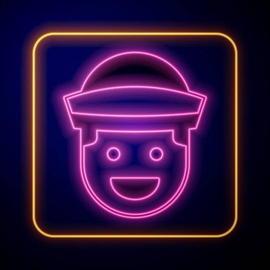 Parlayan neon denizci simgesi siyah arkaplanda izole edildi. Vektör