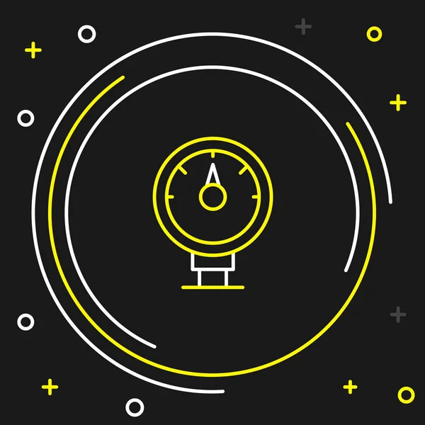 Çizgi Motor gaz göstergesi simgesi siyah arkaplanda izole edildi. Yakıt göstergesi boş. Tam depo göstergesi. Renkli taslak konsepti. Vektör