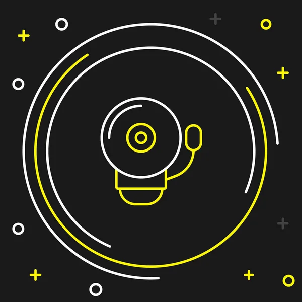 Line Klingeln Alarmglocke Symbol Isoliert Auf Schwarzem Hintergrund Brandmeldeanlage Serviceglocke — Stockvektor