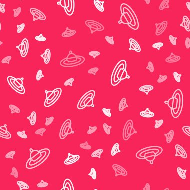 White line Fishing float in water icon isolated seamless pattern on red background. Fishing tackle.  Vector
