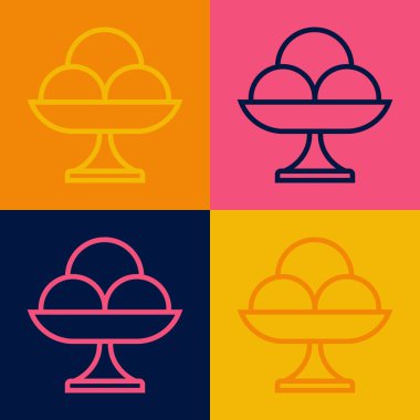 Popüler sanat serisi dondurma renkli arka planda izole edilmiş vaziyette. Güzel sembol. Vektör