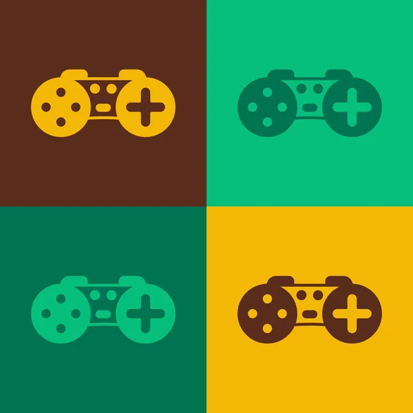 Pop Art Gamepad Icon Isolated Color Background Game Controller Vector — Stock Vector