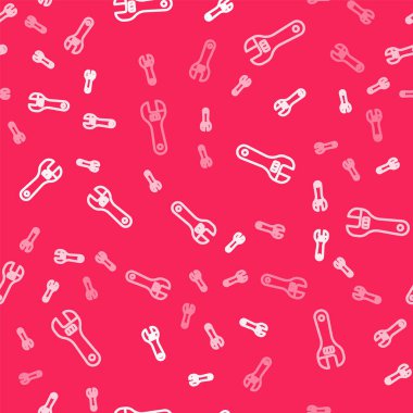 Kırmızı arkaplanda beyaz çizgi ayarlanabilir anahtar simgesi izole edilmiş. Vektör