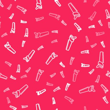 Beyaz çizgili El kırmızı arka planda izole edilmiş bir ikon gördü. Vektör