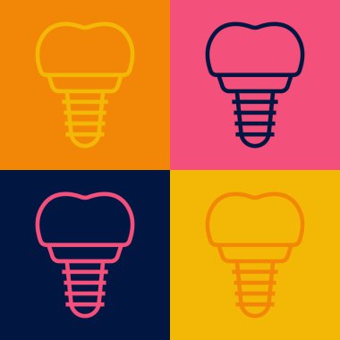 Popüler sanat eseri diş implantı ikonu renk arkaplanında izole edildi. Vektör