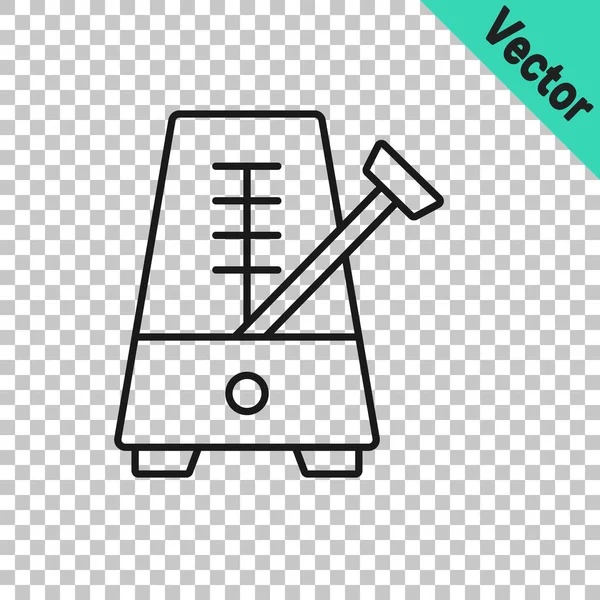 Черная Линия Классический Метроном Маятником Движении Значок Изолирован Прозрачном Фоне — стоковый вектор