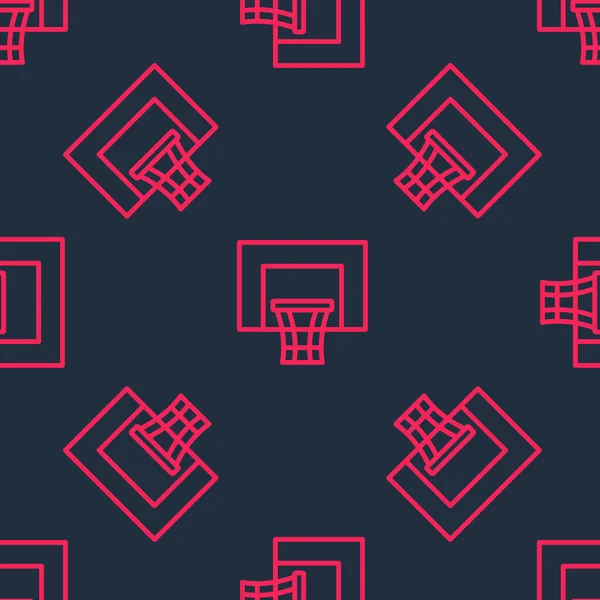 Red Line Basketball Backboard Icon Isolated Seamless Pattern Black Background — Stock Vector