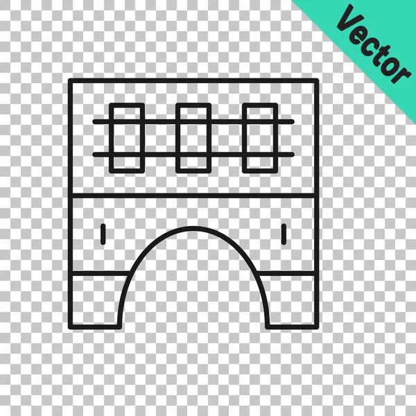 透明な背景に隔離された列車のアイコンのための黒い線の橋 ベクトル — ストックベクタ