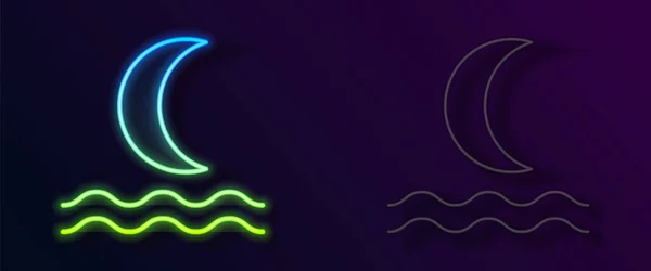 Zářící Neonová Čára Ikona Noční Mlhy Nebo Kouře Izolovaná Černém — Stockový vektor
