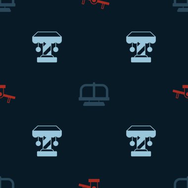 Tahterevalli 'yi, Atlıkarıncayı ve kusursuz deseni ayarlayın. Vektör