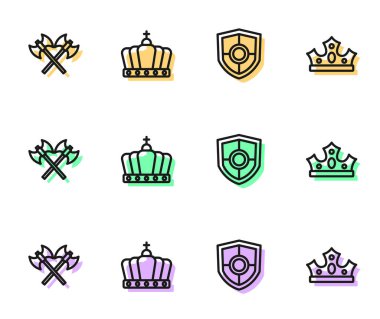 Kalkan hattı, ortaçağ eksenleri, Kral tacı ve simgesi. Vektör