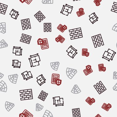 Ev planı, tuğlalar, renk palet rehberi ve güvenlik tuş takımı erişim panelini pürüzsüz desen üzerine ayarla. Vektör