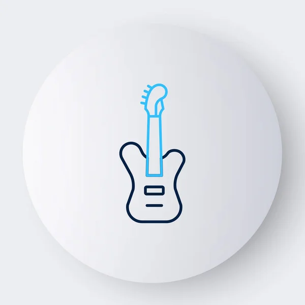 Line Electric Gitar Ikonu Beyaz Arkaplanda Izole Edildi Renkli Taslak — Stok Vektör