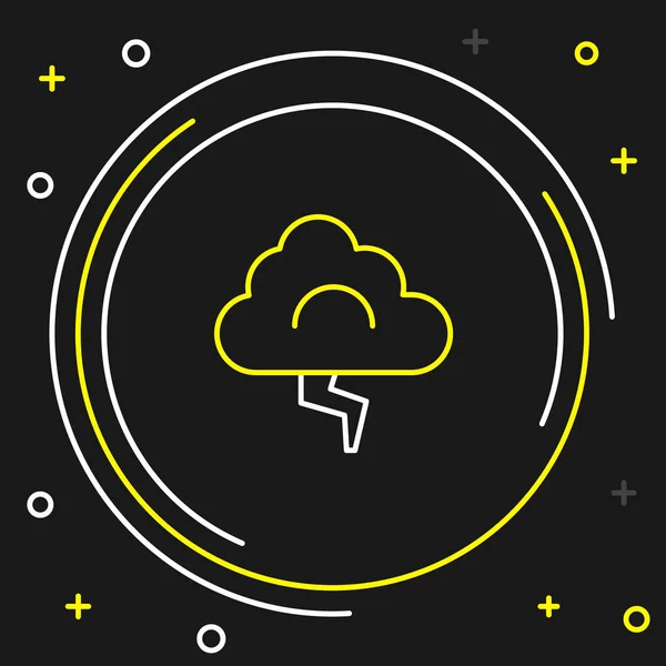 Иконка Line Storm Выделена Черном Фоне Знак Облака Молнии Метеосимвол — стоковый вектор