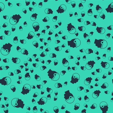 Siyah Beyzbol miğferi ikonu yeşil arka planda izole edilmiş kusursuz desen. Vektör