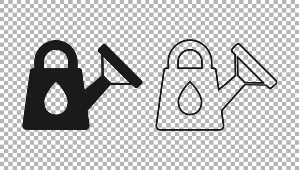 Черный Полив Значок Изолирован Прозрачном Фоне Символ Орошения Вектор — стоковый вектор