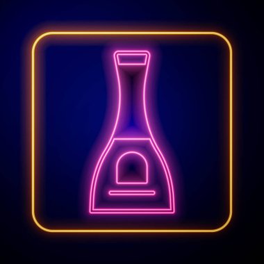 Parlayan neon lambası oje ikonu siyah arka planda izole edilmiş. Vektör