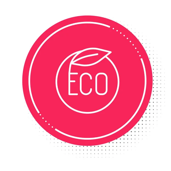 ホワイトラインバナー ラベル 白の背景に隔離されたエコグリーンの健康食品アイコンのロゴ 有機製品だ 健康食品ステッカー 赤い丸ボタン ベクトル — ストックベクタ