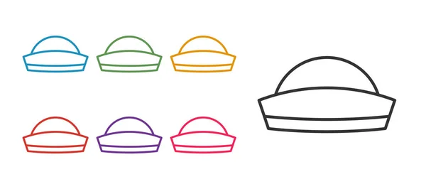 Set Line Sailor Hat Icon Geïsoleerd Witte Achtergrond Stel Pictogrammen — Stockvector