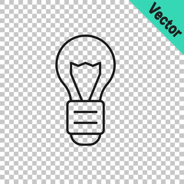 Schwarze Linie Creative Lampe Licht Idee Symbol Isoliert Auf Transparentem — Stockvektor