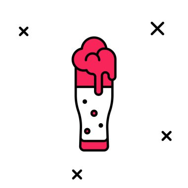 Beyaz arka planda izole edilmiş bira ikonu ana hatlarıyla dolu. Aziz Patrick gününüz kutlu olsun. Ulusal İrlanda bayramı. Vektör