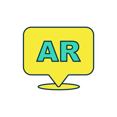 Artırılmış gerçeklik simgesi beyaz arkaplanda izole edildi. Sanal geleceksel giyilebilir cihazlar. Vektör