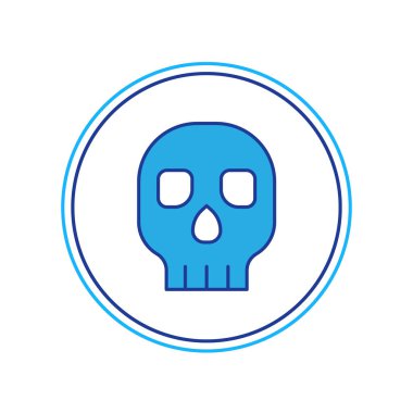 Beyaz arka planda izole edilmiş Skull simgesi dolduruldu. Mutlu Cadılar Bayramı Partisi. Vektör