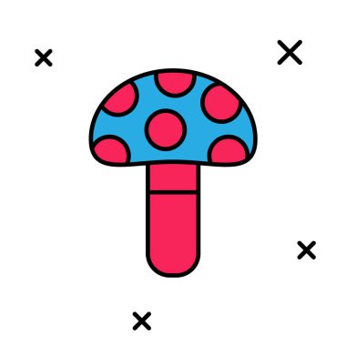 Beyaz arkaplanda izole edilmiş Psilocybin mantar ikonu. Psikedelik halüsinasyon. Vektör