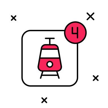 Çevrimiçi bilet rezervasyonu ve uygulama arayüzü simgesi alımı beyaz arkaplanda izole edildi. E-bilet siparişi. Elektronik tren bileti ekranda. Vektör