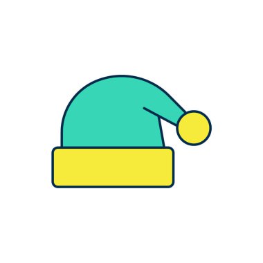 Beyaz arka planda izole edilmiş Noel Baba şapkası ikonu. Mutlu Noeller ve mutlu yıllar. Vektör