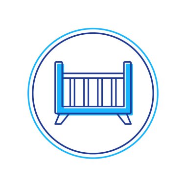 Doldurulmuş bebek beşiği yatak ikonu beyaz arka planda izole edilmiş. Vektör