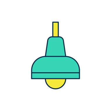 Doldurulmuş lamba asma simgesi beyaz arkaplanda izole edildi. Tavan lambası ampulü. Vektör