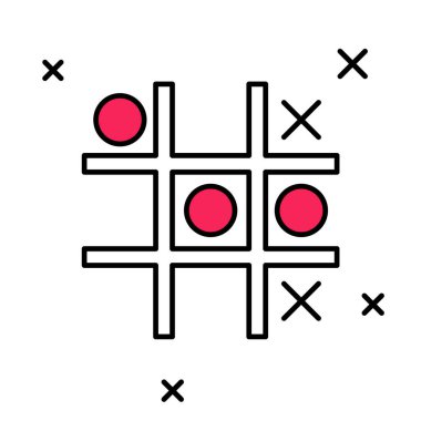 Doldurulmuş Tic tac toe oyun simgesi beyaz arkaplanda izole edildi. Vektör
