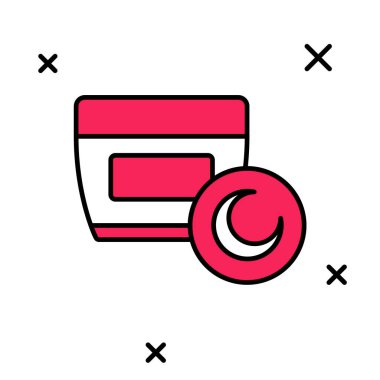 Beyaz arkaplanda izole edilmiş ana hatlı krem ya da losyon kozmetik tüp ikonu. Kadınlar için vücut bakım ürünleri. Vektör