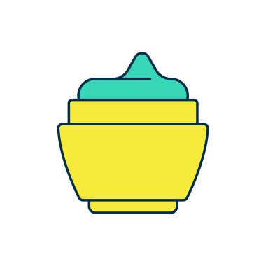 Beyaz arkaplanda izole edilmiş ana hatlı krem ya da losyon kozmetik tüp ikonu. Kadınlar için vücut bakım ürünleri. Vektör