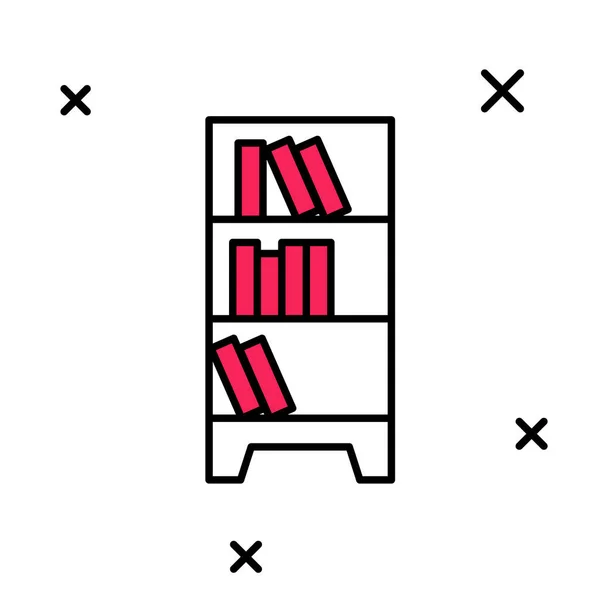 Gefüllte Umrisse Bücherregalsymbol isoliert auf weißem Hintergrund. Vektor — Stockvektor