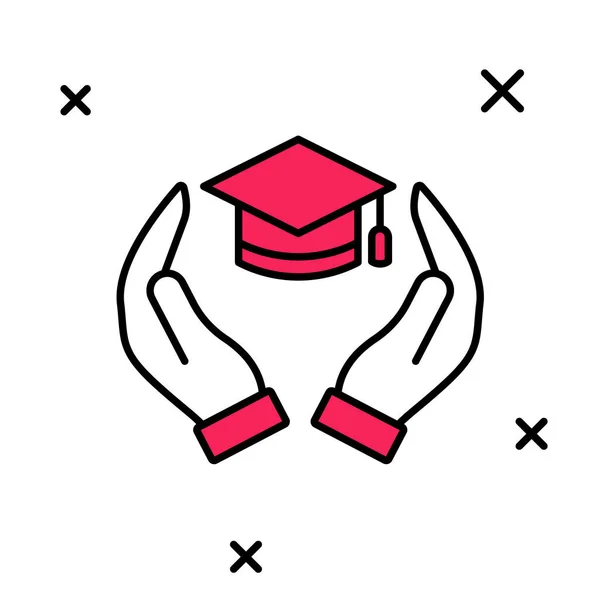 Filled outline Education grant icon isolated on white background. Tuition fee, financial education, budget fund, scholarship program, graduation hat. Vector — 图库矢量图片