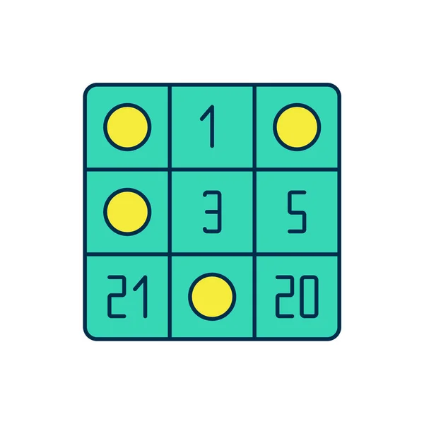 Beyaz arkaplanda izole edilmiş şanslı numaralar simgesi içeren ana hatlı bingo kartı. Vektör — Stok Vektör