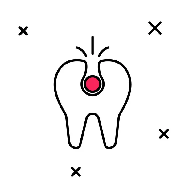 Filled outline Broken tooth icon isolated on white background. Dental problem icon. Dental care symbol. Vector — Stock Vector