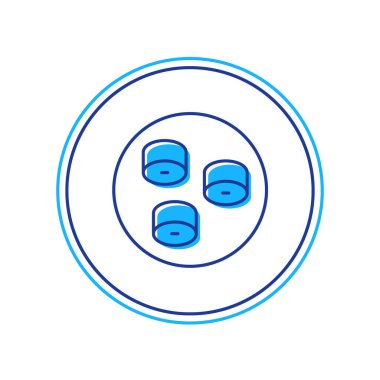 Doldurulmuş ana hatlı suşi simgesi beyaz arkaplanda izole edildi. Geleneksel Japon yemekleri. Vektör