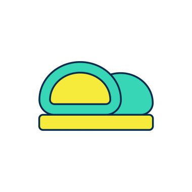 Doldurulmuş ana hatlı suşi simgesi beyaz arkaplanda izole edildi. Geleneksel Japon yemekleri. Vektör