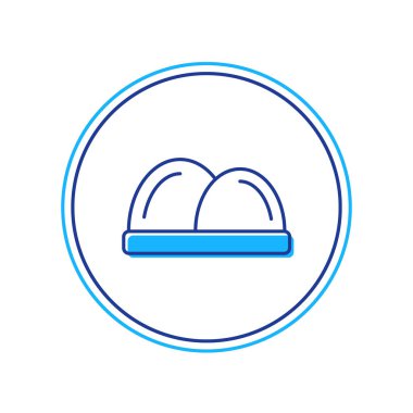 Doldurulmuş ana hatlı suşi simgesi beyaz arkaplanda izole edildi. Geleneksel Japon yemekleri. Vektör