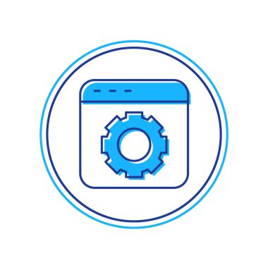 Doldurulmuş ana hat Tarayıcı ayarı simgesi beyaz arkaplanda izole edildi. Ayarlama, servis, bakım, onarım, onarım. Vektör