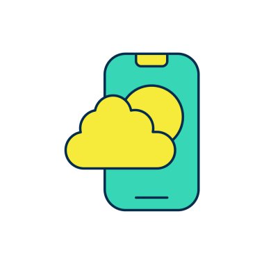 Doldurulmuş Hava Durumu tahmin uygulama simgesi beyaz arkaplanda izole edildi. Vektör