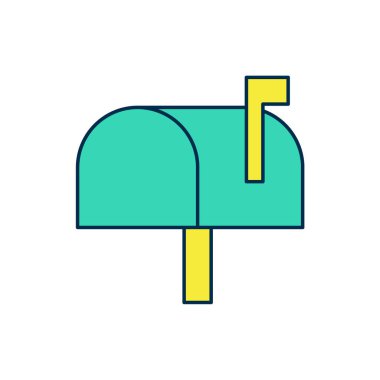 Doldurulmuş posta kutusu simgesi beyaz arkaplanda izole edildi. Posta kutusu simgesi. Posta kutusunda bayrak var. Vektör