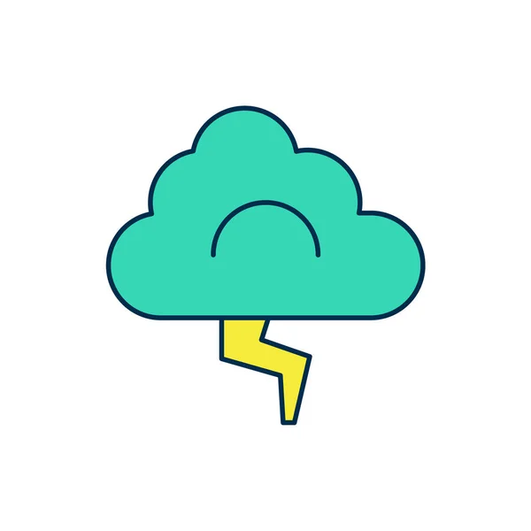 Gefüllte Umrisse Sturm-Symbol isoliert auf weißem Hintergrund. Wolke und Blitz. Wetterikone des Sturms. Vektor — Stockvektor