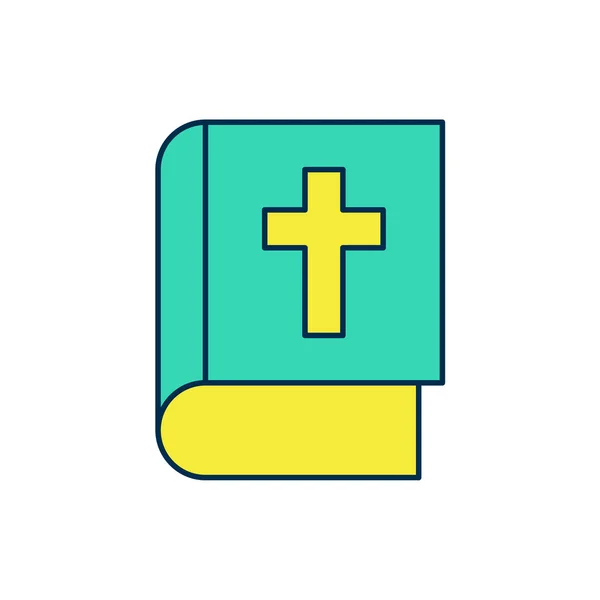 Gevulde omtrek Heilige bijbelboek icoon geïsoleerd op witte achtergrond. Vector — Stockvector
