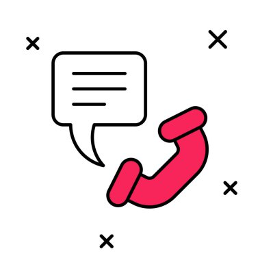 Doldurulmuş telefon hattı. Beyaz arka planda 24 saat destek ikonu izole edildi. Tüm gün müşteri destek merkezi. Tam zamanlı çağrı servisi. Vektör