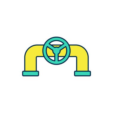 Beyaz arkaplanda izole edilmiş kapakçık simgesi olan ana hatlı yağ borusu. Vektör